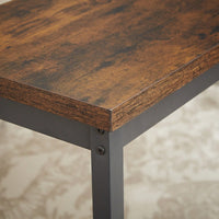 Industrial Long Bar Table Set With 3 PU Upholstered Stools For Kitchen Breakfast Living Room Rustic Brown And Black 63 Inch Length