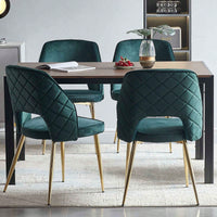 Elegant Black Velvet Upholstered Dining Chairs Set Of 4 With Metal Legs And Stylish Hollow Back Design