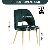 Elegant Black Velvet Upholstered Dining Chairs Set Of 4 With Metal Legs And Stylish Hollow Back Design