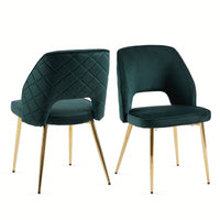 Elegant Black Velvet Upholstered Dining Chairs Set Of 4 With Metal Legs And Stylish Hollow Back Design