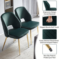 Elegant Black Velvet Upholstered Dining Chairs Set Of 4 With Metal Legs And Stylish Hollow Back Design
