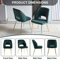 Elegant Black Velvet Upholstered Dining Chairs Set Of 4 With Metal Legs And Stylish Hollow Back Design