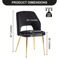 Elegant Black Velvet Upholstered Dining Chairs Set Of 4 With Metal Legs And Stylish Hollow Back Design