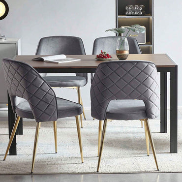 Elegant Black Velvet Upholstered Dining Chairs Set Of 4 With Metal Legs And Stylish Hollow Back Design