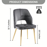 Elegant Black Velvet Upholstered Dining Chairs Set Of 4 With Metal Legs And Stylish Hollow Back Design