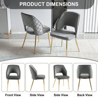 Elegant Black Velvet Upholstered Dining Chairs Set Of 4 With Metal Legs And Stylish Hollow Back Design