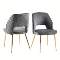 Elegant Black Velvet Upholstered Dining Chairs Set Of 4 With Metal Legs And Stylish Hollow Back Design