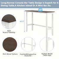 48 Inch Rectangular Wood Bar Height Dining Set With 2 Chairs For Small Spaces Cherry And White Finish
