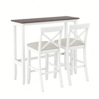 48 Inch Rectangular Wood Bar Height Dining Set With 2 Chairs For Small Spaces Cherry And White Finish