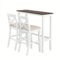 48 Inch Rectangular Wood Bar Height Dining Set With 2 Chairs For Small Spaces Cherry And White Finish