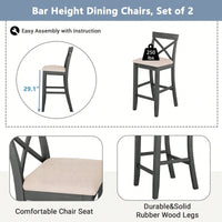 48 Inch Rectangular Wood Bar Height Dining Set With 2 Chairs For Small Spaces Cherry And White Finish