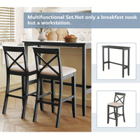 48 Inch Rectangular Wood Bar Height Dining Set With 2 Chairs For Small Spaces Cherry And White Finish