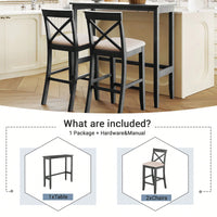 48 Inch Rectangular Wood Bar Height Dining Set With 2 Chairs For Small Spaces Cherry And White Finish