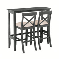 48 Inch Rectangular Wood Bar Height Dining Set With 2 Chairs For Small Spaces Cherry And White Finish