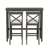 48 Inch Rectangular Wood Bar Height Dining Set With 2 Chairs For Small Spaces Cherry And White Finish