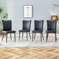 PU Dining And Office Chair Set 4 Pieces With Black Metal Legs For Restaurants Living Rooms And Offices Light Gray