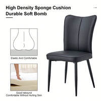 PU Dining And Office Chair Set 4 Pieces With Black Metal Legs For Restaurants Living Rooms And Offices Light Gray