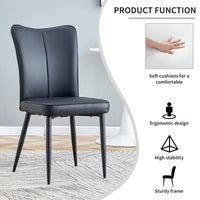 PU Dining And Office Chair Set 4 Pieces With Black Metal Legs For Restaurants Living Rooms And Offices Light Gray
