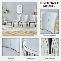 PU Dining And Office Chair Set 4 Pieces With Black Metal Legs For Restaurants Living Rooms And Offices Light Gray