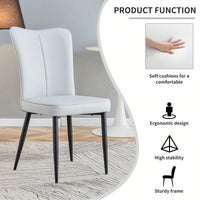 PU Dining And Office Chair Set 4 Pieces With Black Metal Legs For Restaurants Living Rooms And Offices Light Gray