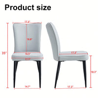 PU Dining And Office Chair Set 4 Pieces With Black Metal Legs For Restaurants Living Rooms And Offices Light Gray