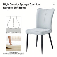 PU Dining And Office Chair Set 4 Pieces With Black Metal Legs For Restaurants Living Rooms And Offices Light Gray