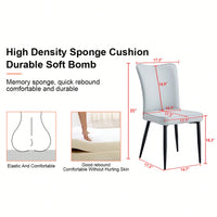 PU Dining And Office Chair Set 4 Pieces With Black Metal Legs For Restaurants Living Rooms And Offices Light Gray