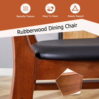 Set Of 4  Stylish Solid Wood Dining Chair With Curved Back And PU Cushion For Everyday Use