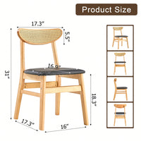 Set Of 4  Stylish Solid Wood Dining Chair With Curved Back And PU Cushion For Everyday Use