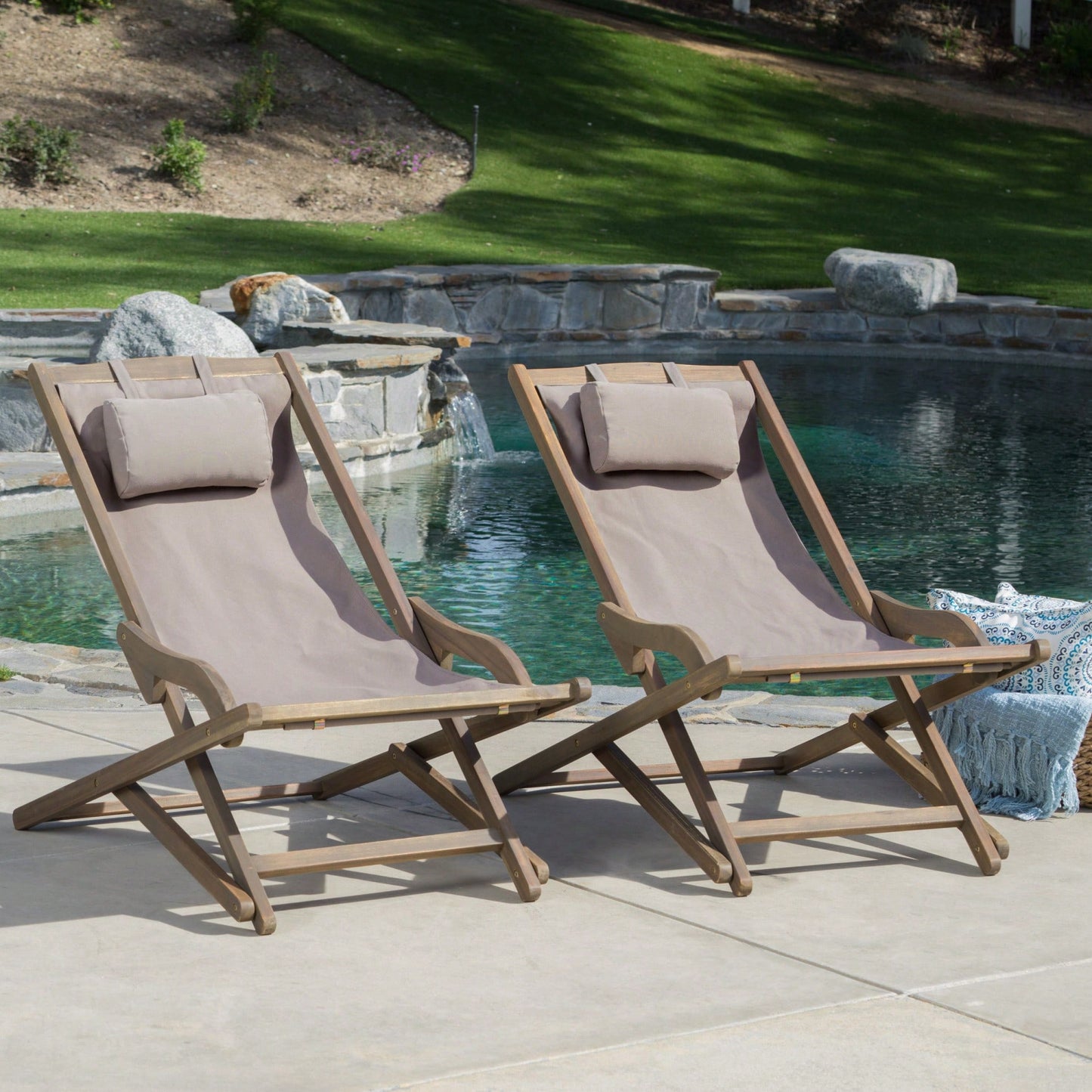 Sling Chairs Set Of 2 For Outdoor And Indoor Relaxation Grey