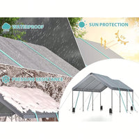 Extra Large Heavy Duty Portable Car Canopy Tent With Adjustable Height 9.5ft To 11ft Removable Roof And Side Walls For Cars SUVs And Boats