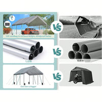 Extra Large Heavy Duty Portable Car Canopy Tent With Adjustable Height 9.5ft To 11ft Removable Roof And Side Walls For Cars SUVs And Boats
