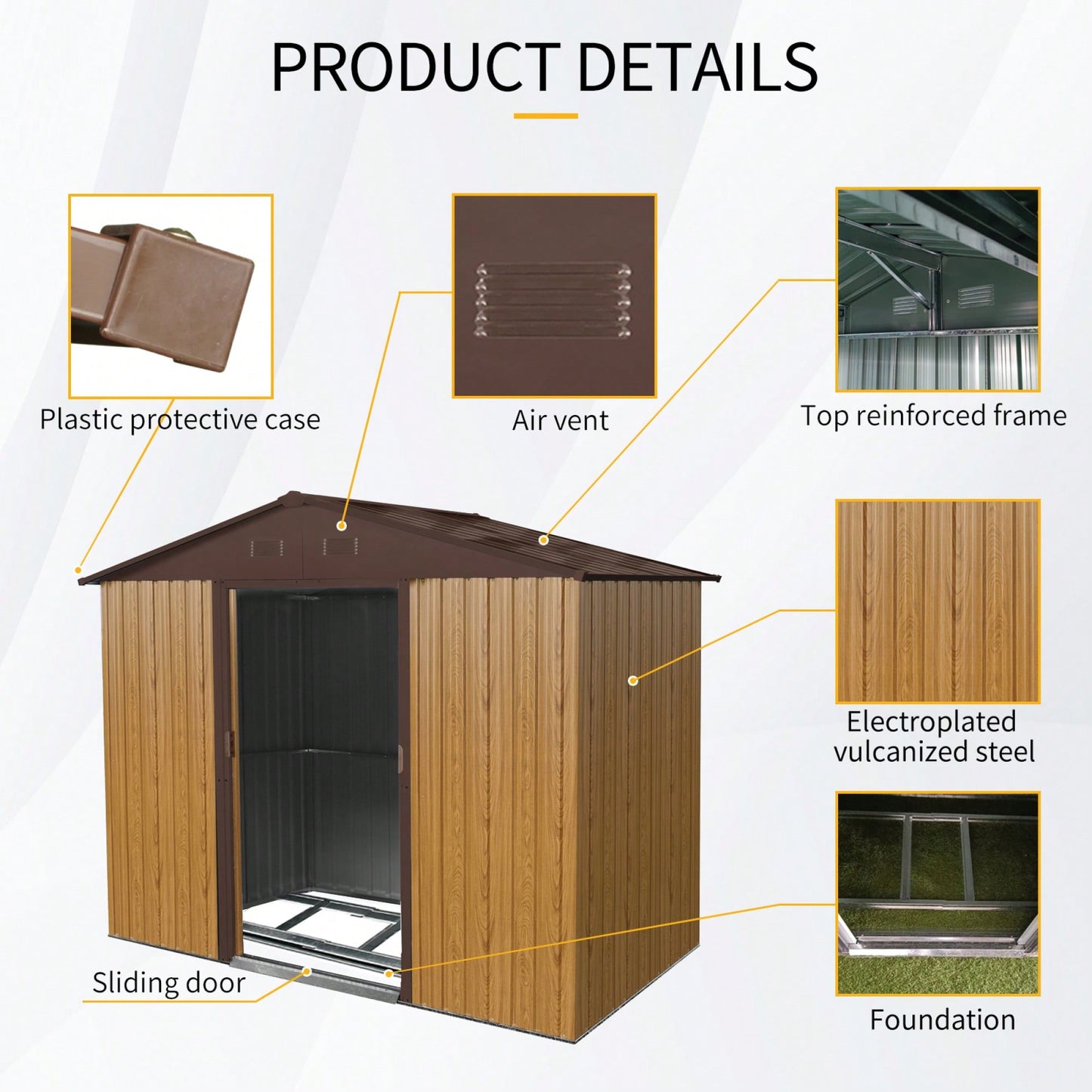 8ft X 4ft Outdoor Metal Storage Shed With Sliding Door For Backyard And Patio Use