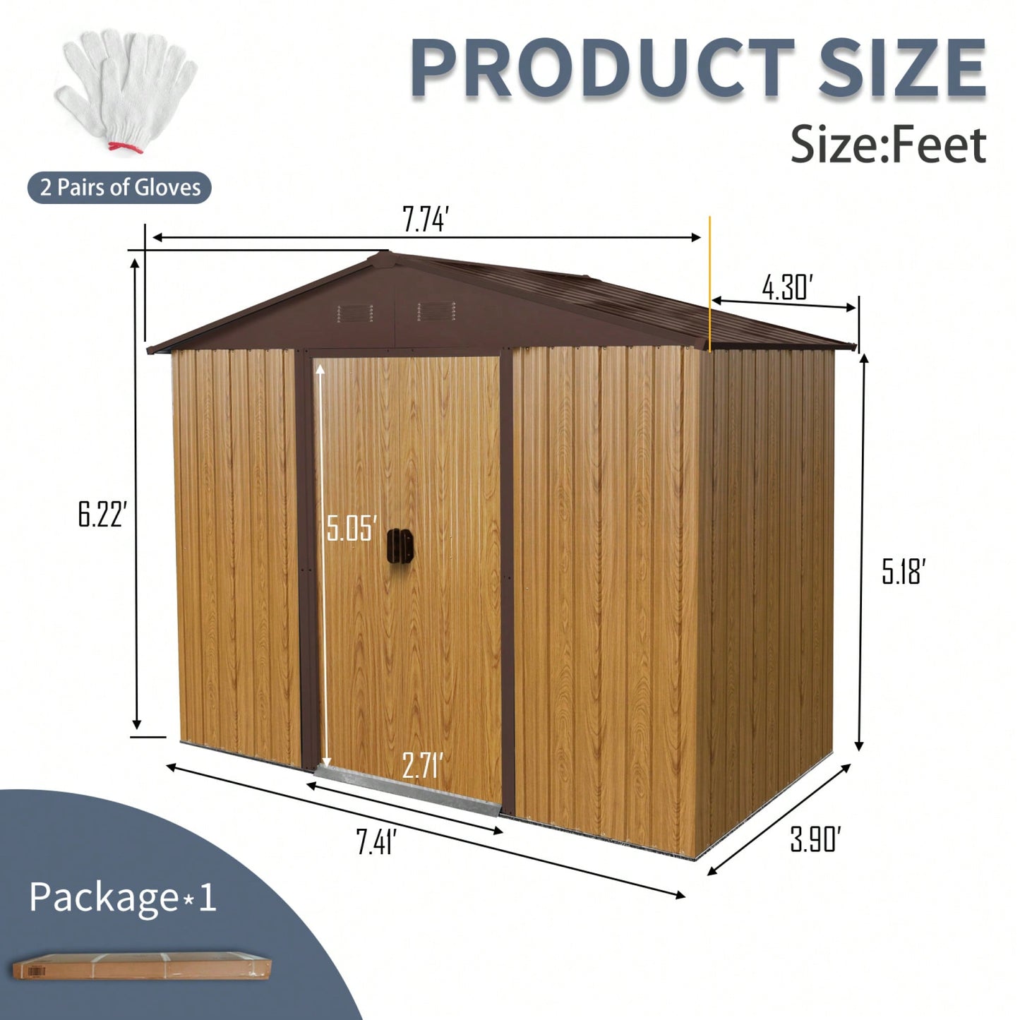 8ft X 4ft Outdoor Metal Storage Shed With Sliding Door For Backyard And Patio Use