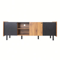 Mid Century Modern TV Stand with 3 Cabinets for TVs Up to 70 Inches Stylish Media Console Storage for Living Room Bedroom Home Theater