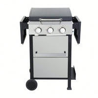 3-Burner Propane Gas Grill With Stainless Steel Plancha And 36900 BTU Output, Enamel Cooking Grids, Foldable Side Table, And Hanging Basket For Outdoor BBQ Fun