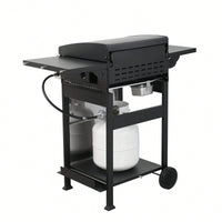 3-Burner Propane Gas Grill With Stainless Steel Plancha And 36900 BTU Output, Enamel Cooking Grids, Foldable Side Table, And Hanging Basket For Outdoor BBQ Fun