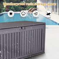 100 Gallon Waterproof Outdoor Deck Box For Patio Storage Cushions Pool Accessories Garden Tools With Lockable Design And Side Handles Brown