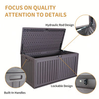 100 Gallon Waterproof Outdoor Deck Box For Patio Storage Cushions Pool Accessories Garden Tools With Lockable Design And Side Handles Brown