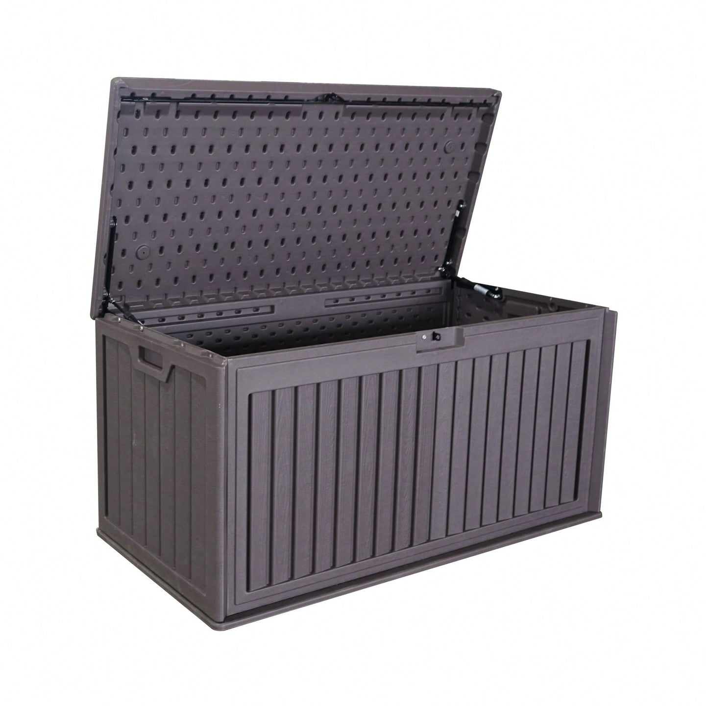 100 Gallon Waterproof Outdoor Deck Box For Patio Storage Cushions Pool Accessories Garden Tools With Lockable Design And Side Handles Brown