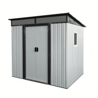 6ft X 5ft Outdoor Metal Storage Shed With Window And Transparent Panel For Garden And Lawn Use In White And Black