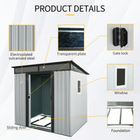 6ft X 5ft Outdoor Metal Storage Shed With Window And Transparent Panel For Garden And Lawn Use In White And Black