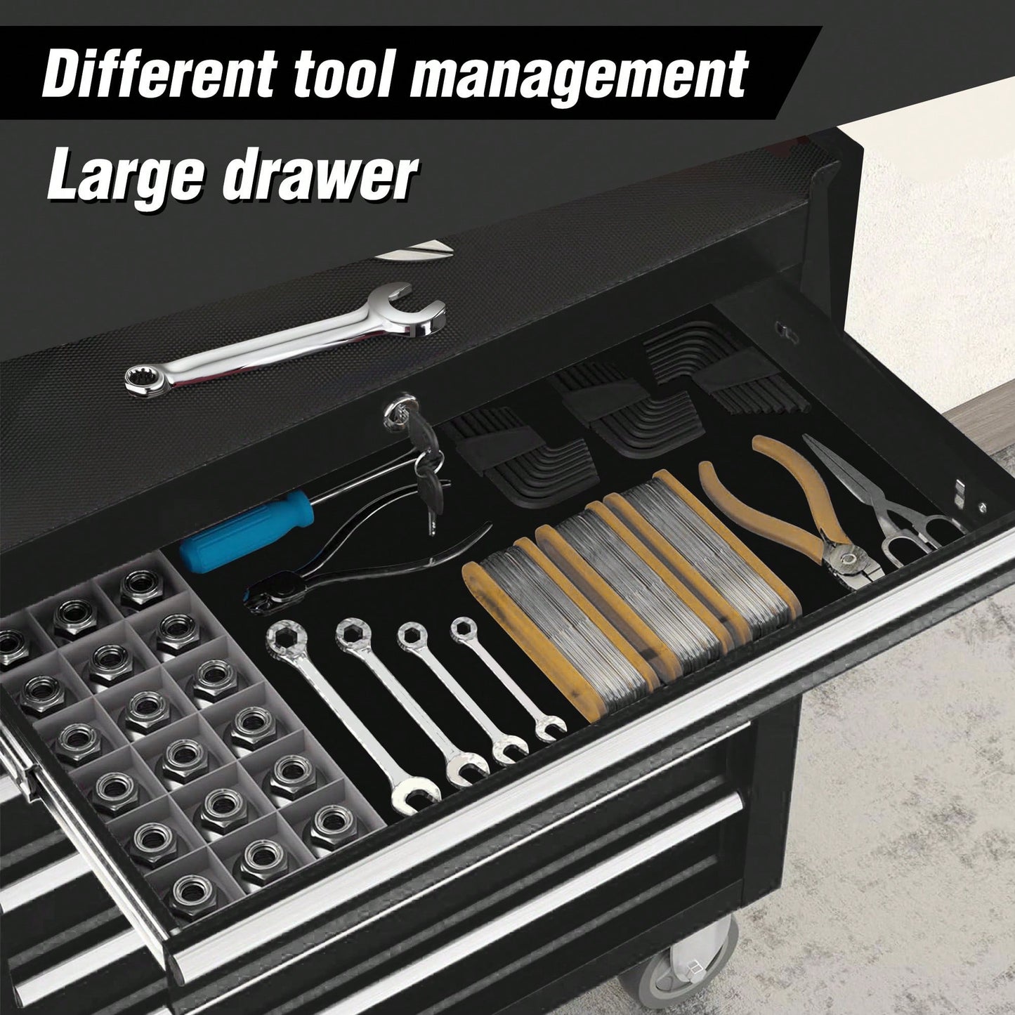 Multifunctional 7-Drawer Rolling Tool Chest With Wheels For Garage Workshop And Repair Shop Storage