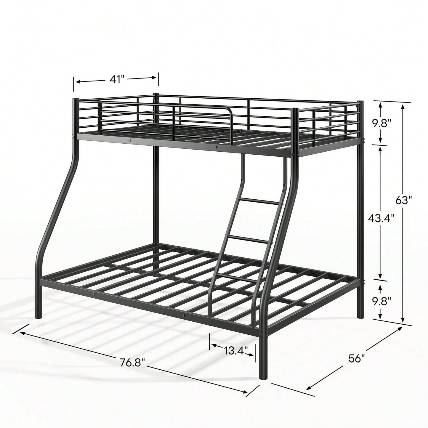 Twin Over Full Metal Bunk Bed Space-Saving Design With Sturdy Frame And Safety Rails