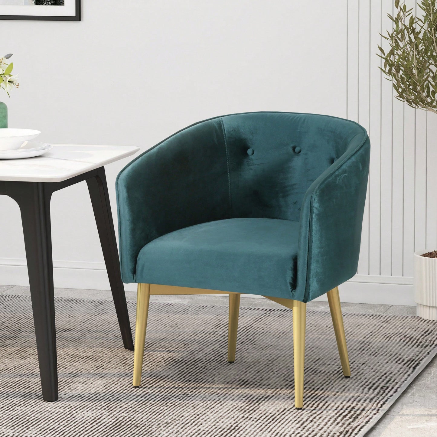 Elegant Upholstered Dining Armchair With Stylish Design And Comfortable Seating