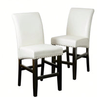 Contemporary Ivory Upholstered Dining Chairs With Nail-Head Trim Set Of 2 25 Inch Counter Stools For Kitchen Bedroom Dining Room