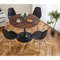 Mid-Century Round MDF Dining Table For 4-6 People Pedestal Base Coffee Table Leisure End Table