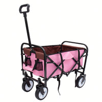 Collapsible Utility Wagon With All-Terrain Wheels For Beach Camping Shopping And Gardening Supports 225lbs