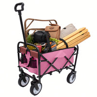 Collapsible Utility Wagon With All-Terrain Wheels For Beach Camping Shopping And Gardening Supports 225lbs
