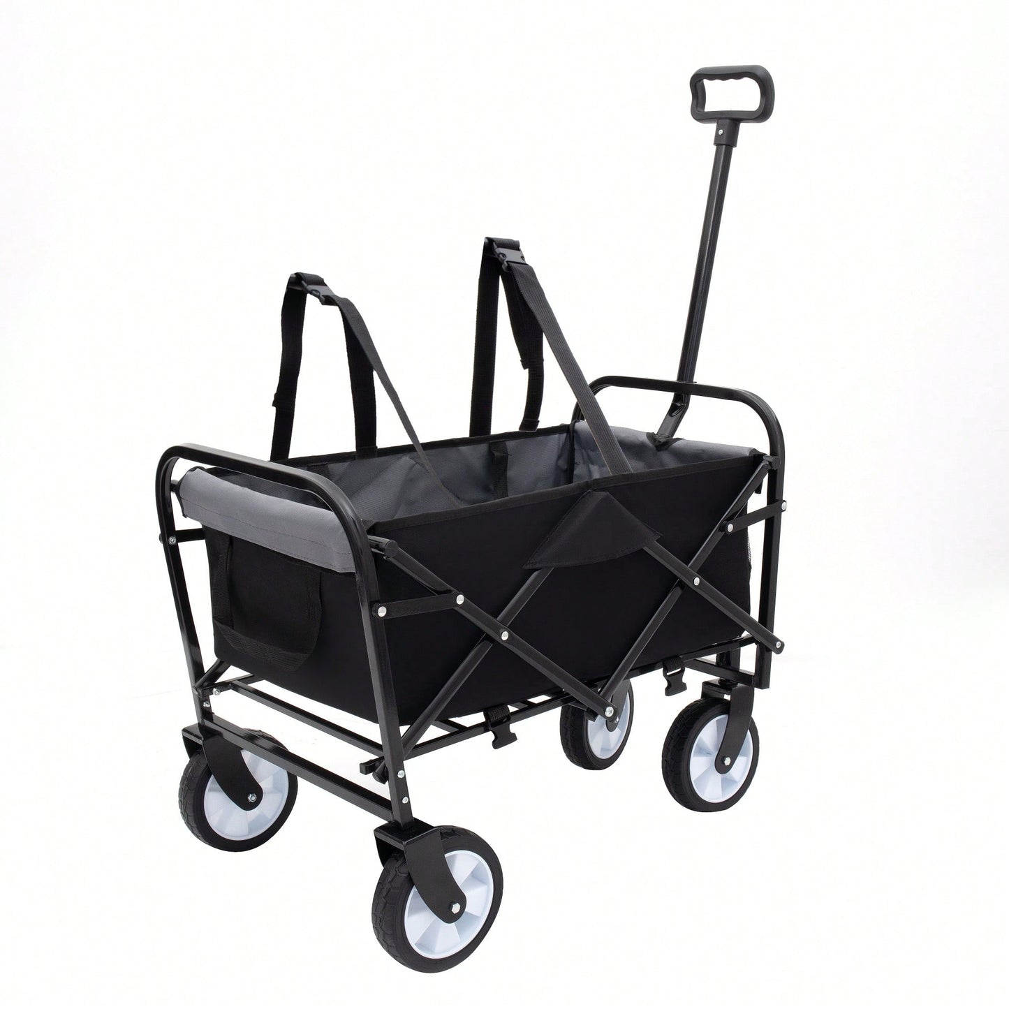 Collapsible Utility Wagon With All-Terrain Wheels For Beach Camping Shopping And Gardening Supports 225lbs